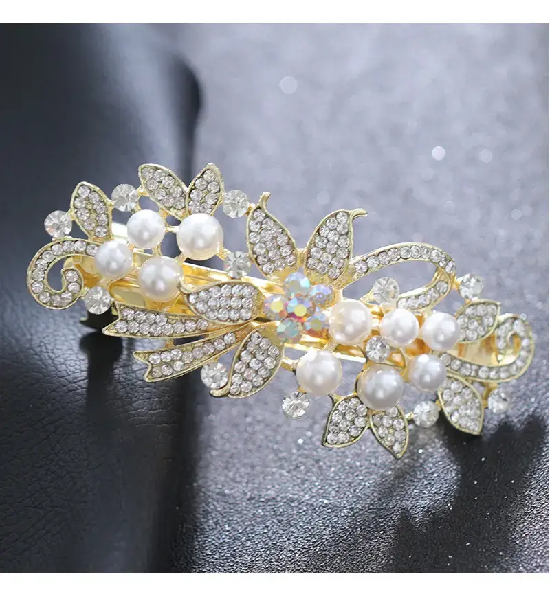 Rose Gold Pearl Hairpin for Women Large Clip — feature 9