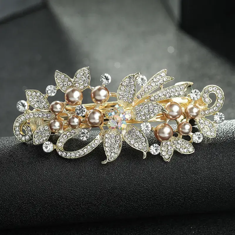Rose Gold Pearl Hairpin for Women Large Clip - Image 2