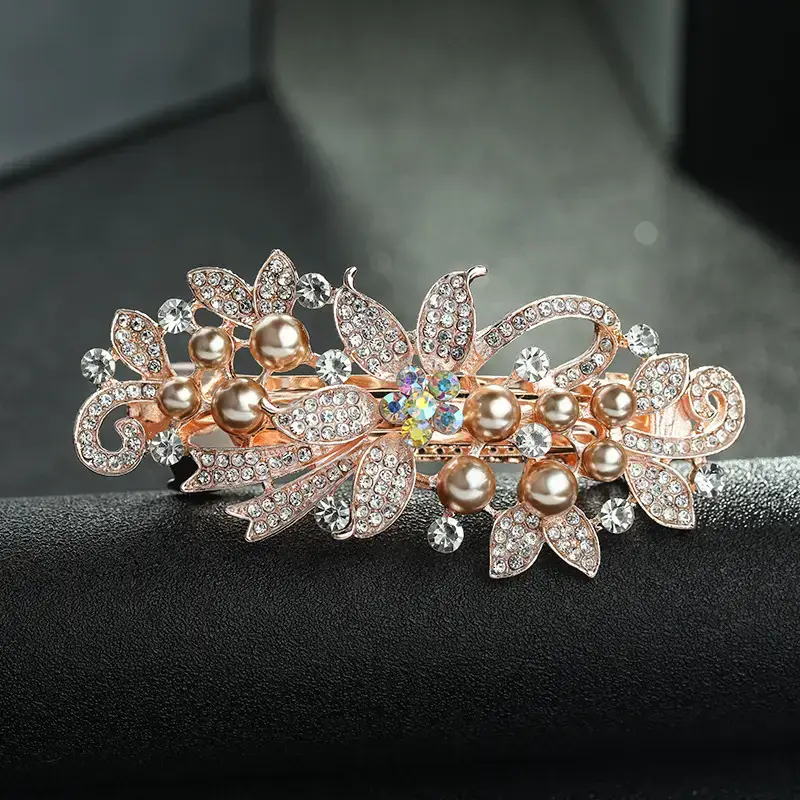 Rose Gold Pearl Hairpin for Women Large Clip - Image 4