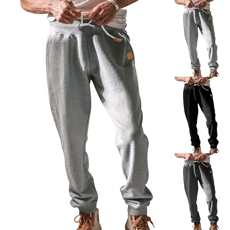 Men's Fleece Lined Sweatpants Black Grey Loose Fit