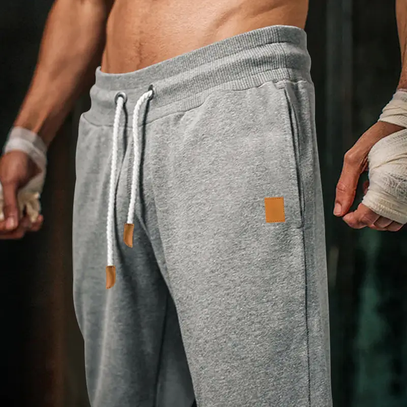 Men's Fleece Lined Sweatpants Black Grey Loose Fit