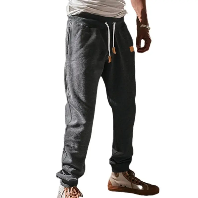 Men's Fleece Lined Sweatpants Black Grey Loose Fit