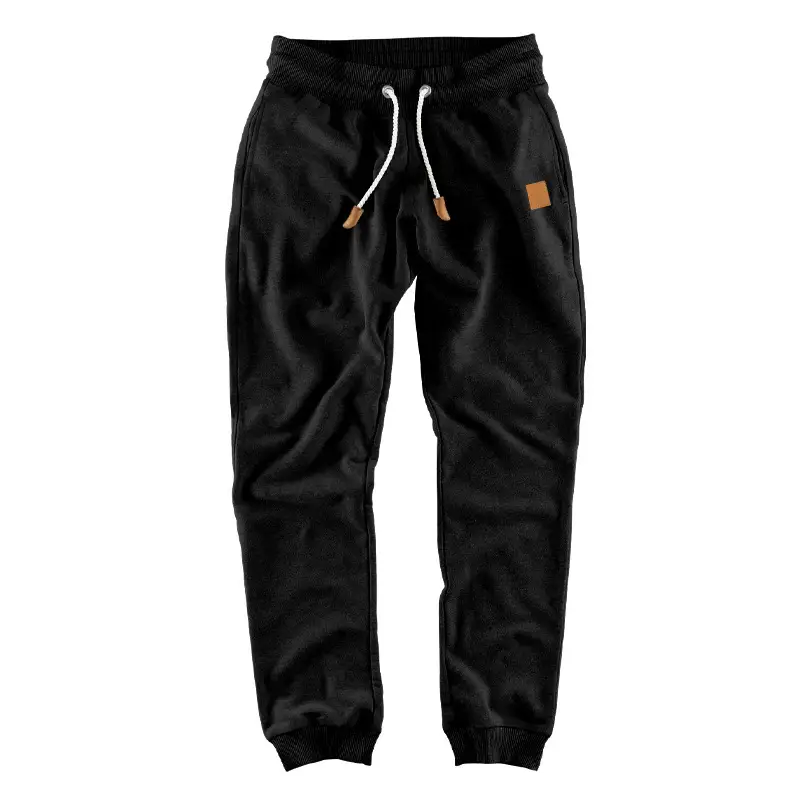 Men's Fleece Lined Sweatpants Black Grey Loose Fit — feature 10