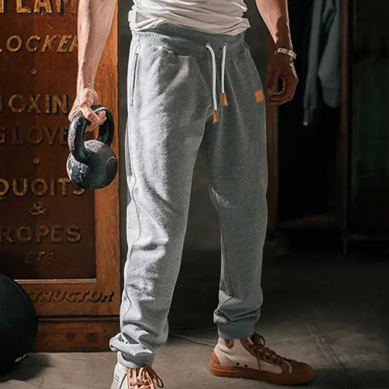 Men's Fleece Lined Sweatpants Black Grey Loose Fit — feature 13