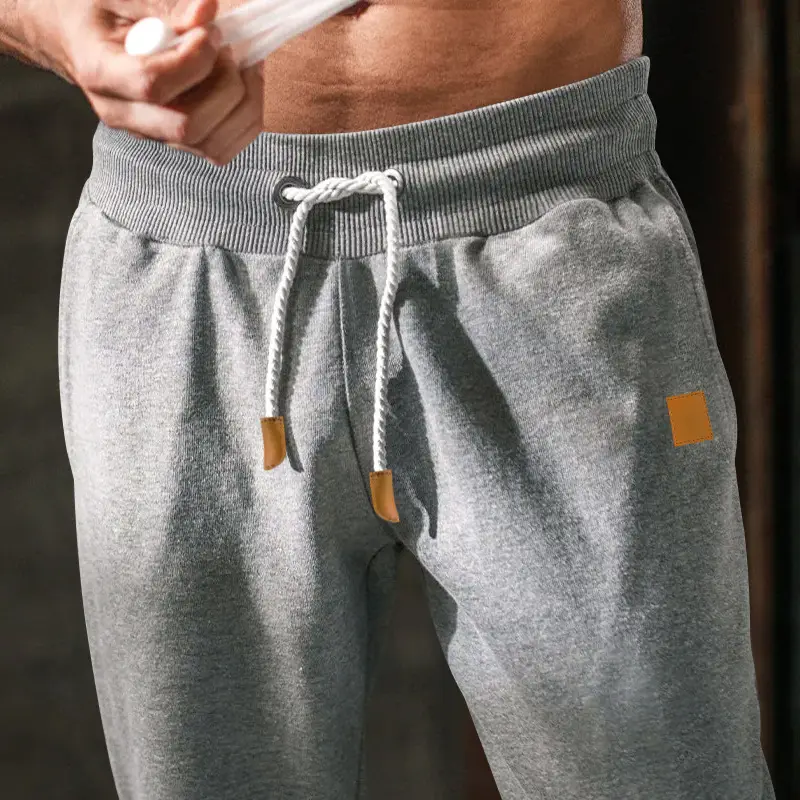 Men's Fleece Lined Sweatpants Black Grey Loose Fit — feature 14