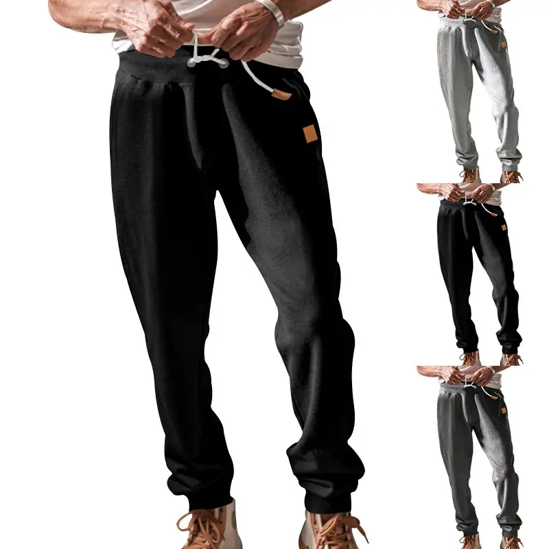 Men's Fleece Lined Sweatpants Black Grey Loose Fit — feature 2