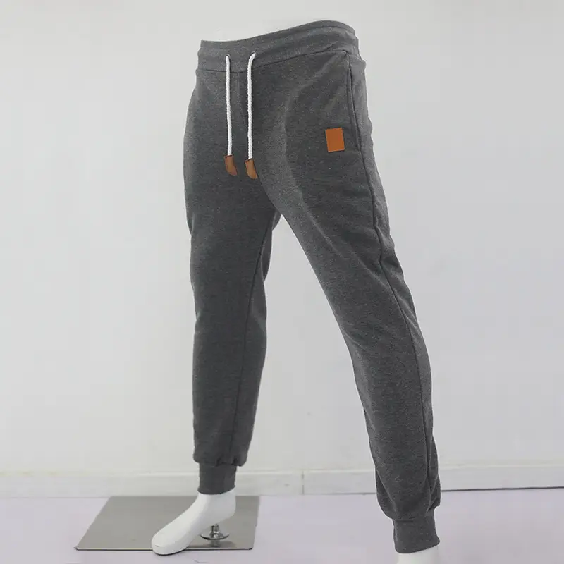 Men's Fleece Lined Sweatpants Black Grey Loose Fit — feature 30