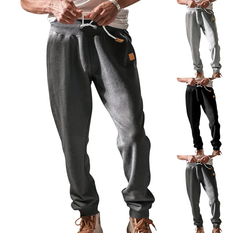 Men's Fleece Lined Sweatpants Black Grey Loose Fit — feature 4