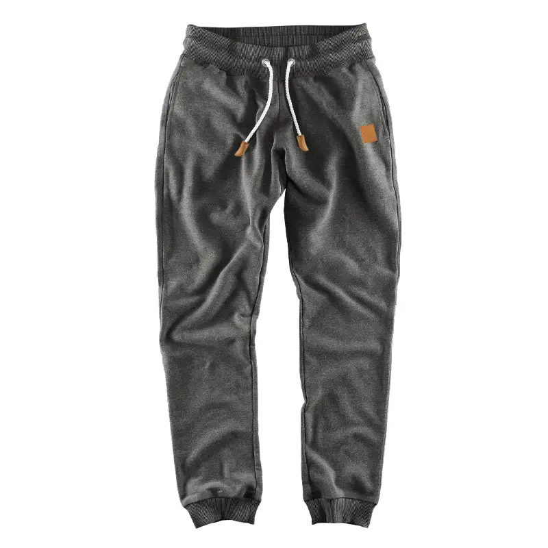 Men's Fleece Lined Sweatpants Black Grey Loose Fit