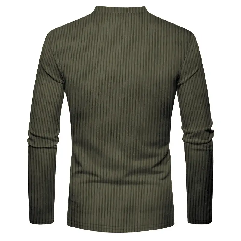 Men's Long Sleeve Corduroy Shirt Olive Green — feature 13