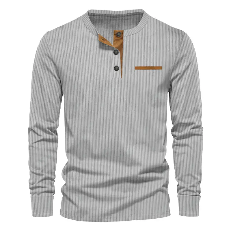 Men's Long Sleeve Corduroy Shirt Olive Green — feature 14