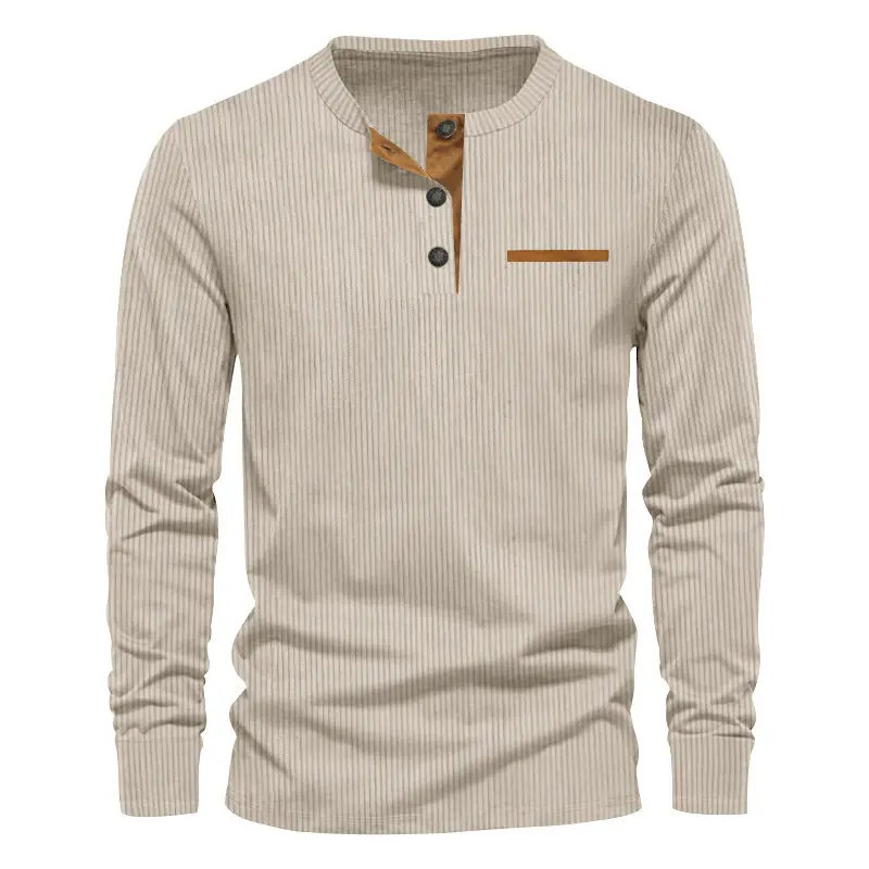 Men's Long Sleeve Corduroy Shirt Olive Green — feature 16