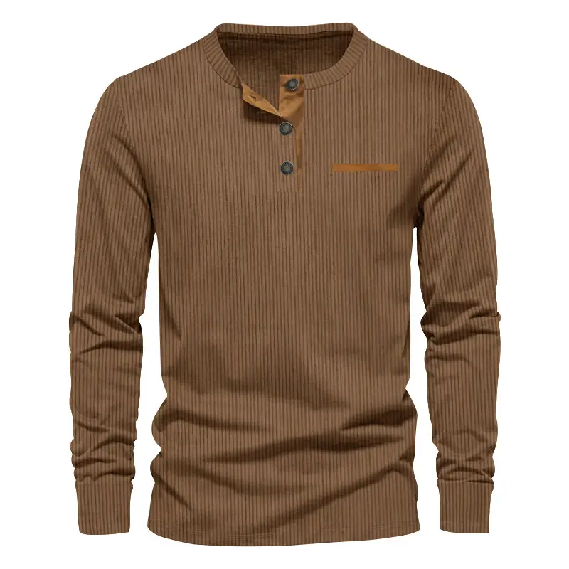 Men's Long Sleeve Corduroy Shirt Olive Green - Image 6