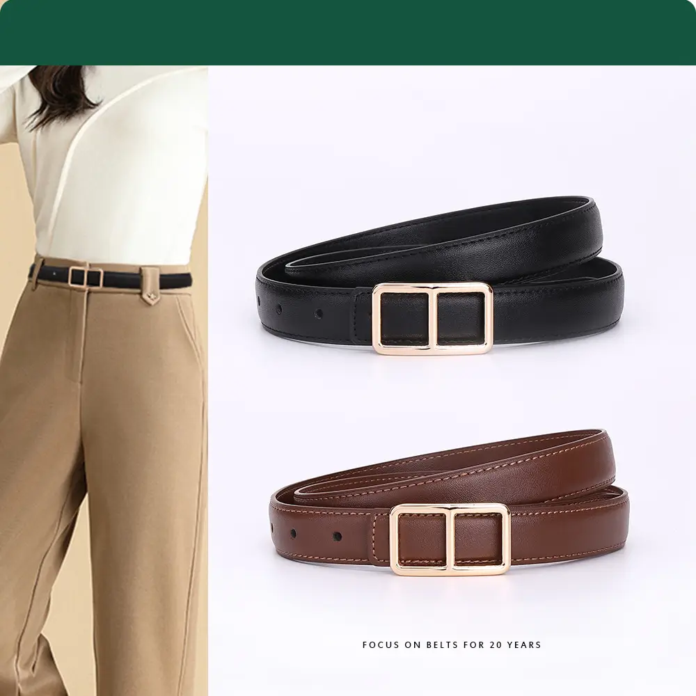 Women Cowhide Belt Casual Fashion Brown 25cm