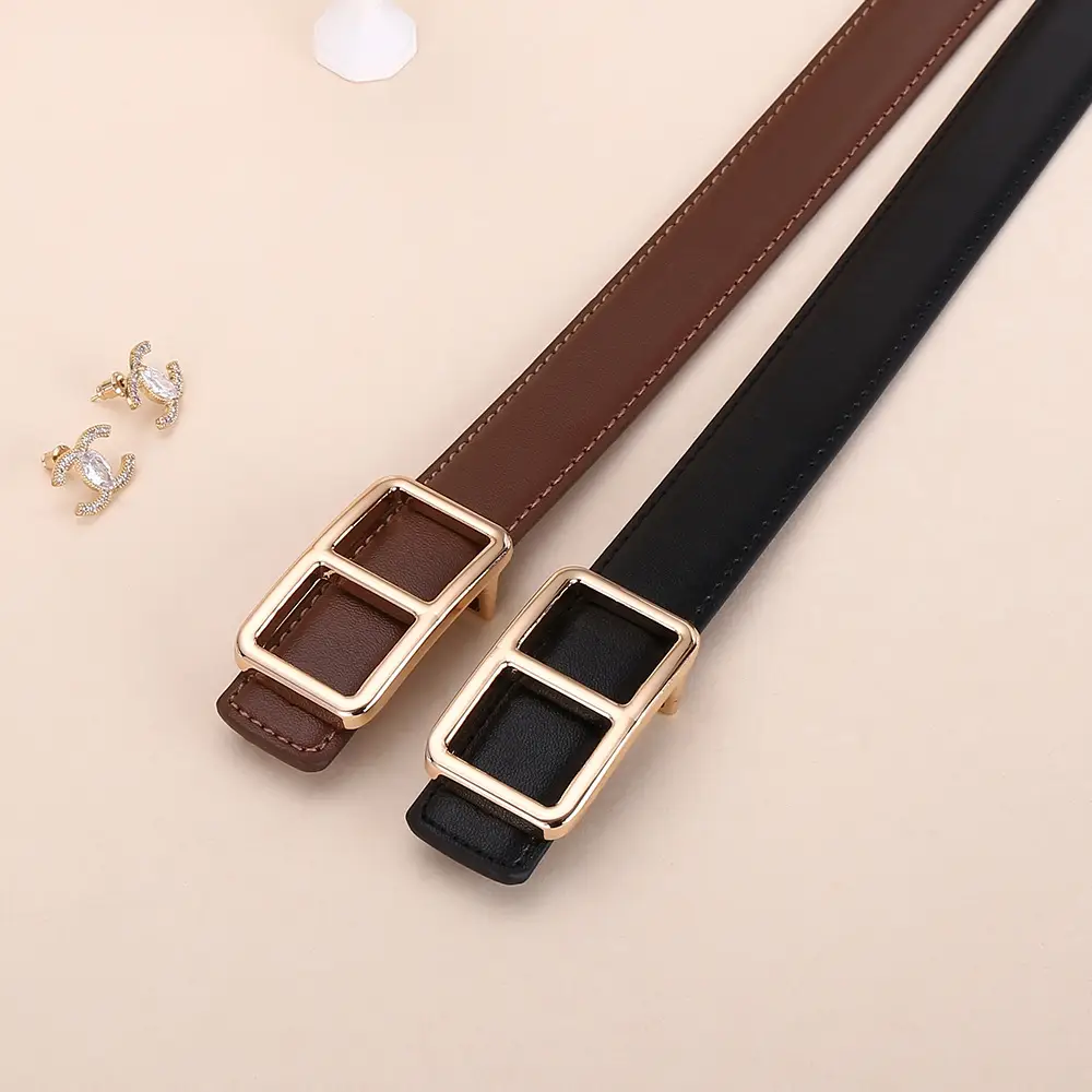 Women Cowhide Belt Casual Fashion Brown 25cm