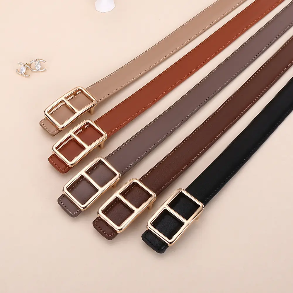 Women Cowhide Belt Casual Fashion Brown 25cm