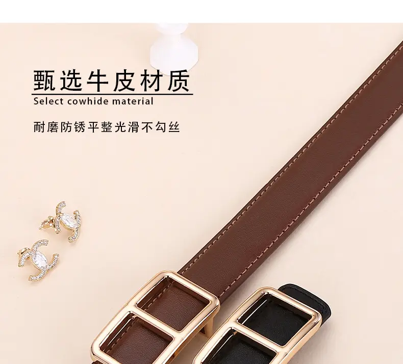 Women Cowhide Belt Casual Fashion Brown 25cm — feature 11