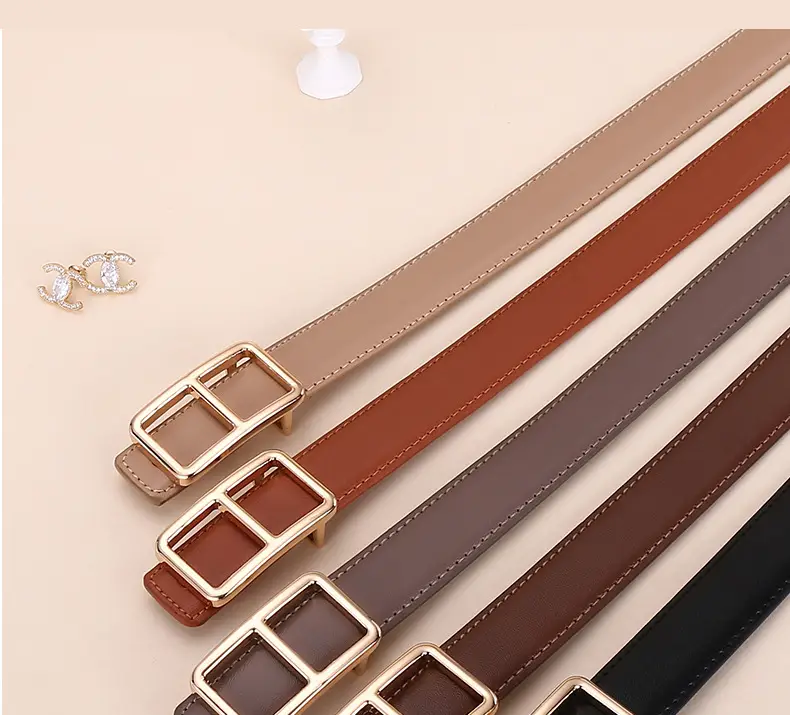 Women Cowhide Belt Casual Fashion Brown 25cm — feature 17