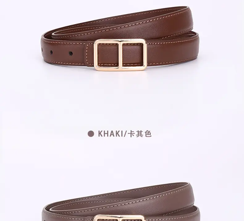 Women Cowhide Belt Casual Fashion Brown 25cm — feature 25