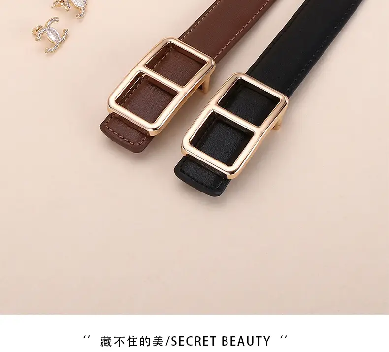 Women Cowhide Belt Casual Fashion Brown 25cm — feature 3