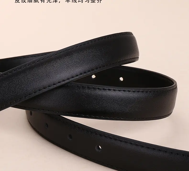 Women's White Leather Belt with Gold Logo Buckle — feature 13
