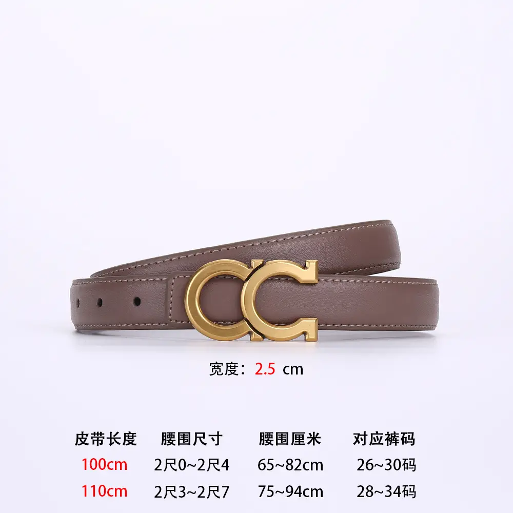 Women's White Leather Belt with Gold Logo Buckle - Image 3