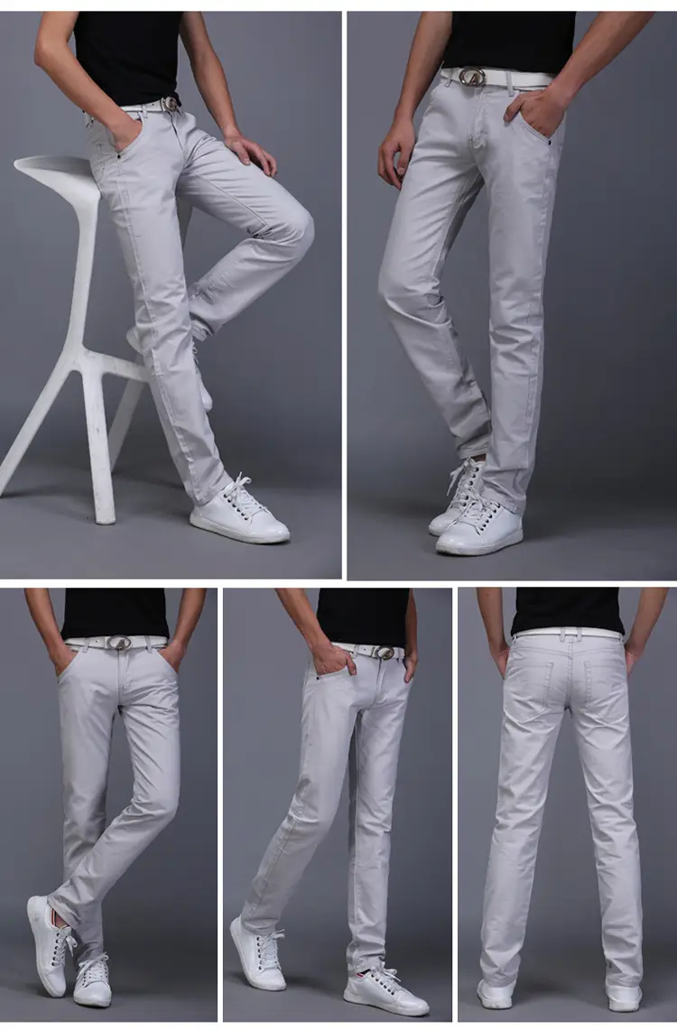 Men Slim Fit Skinny Pants Solid Color Straight Leg — feature 11