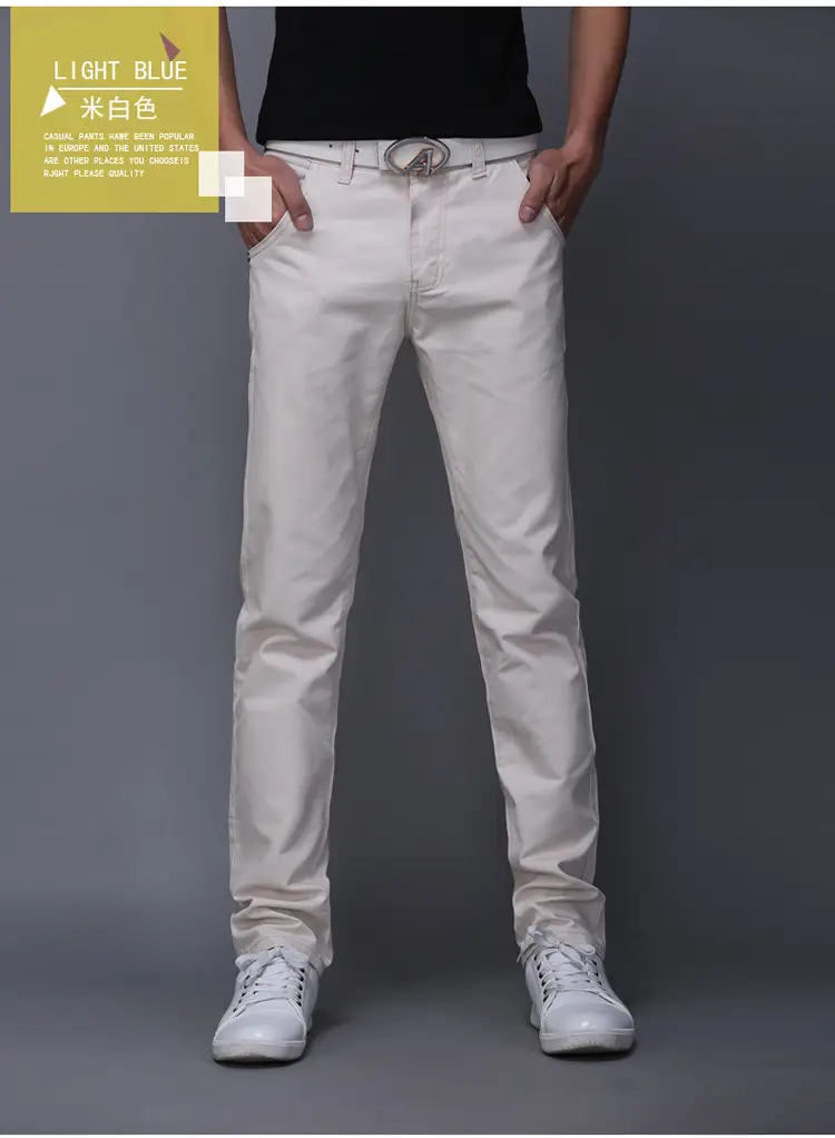 Men Slim Fit Skinny Pants Solid Color Straight Leg — feature 16