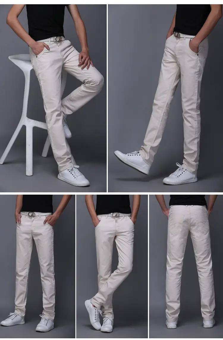 Men Slim Fit Skinny Pants Solid Color Straight Leg — feature 17
