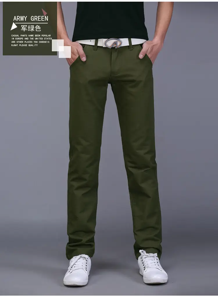 Men Slim Fit Skinny Pants Solid Color Straight Leg — feature 20