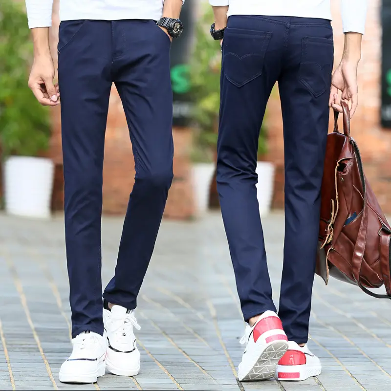 Men Slim Fit Skinny Pants Solid Color Straight Leg — feature 22
