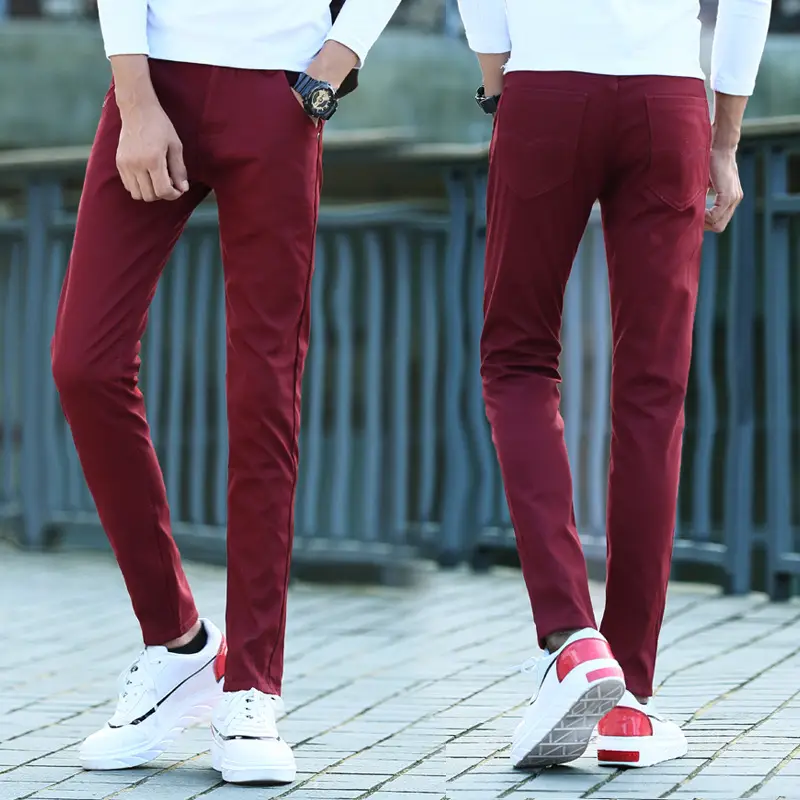 Men Slim Fit Skinny Pants Solid Color Straight Leg — feature 23