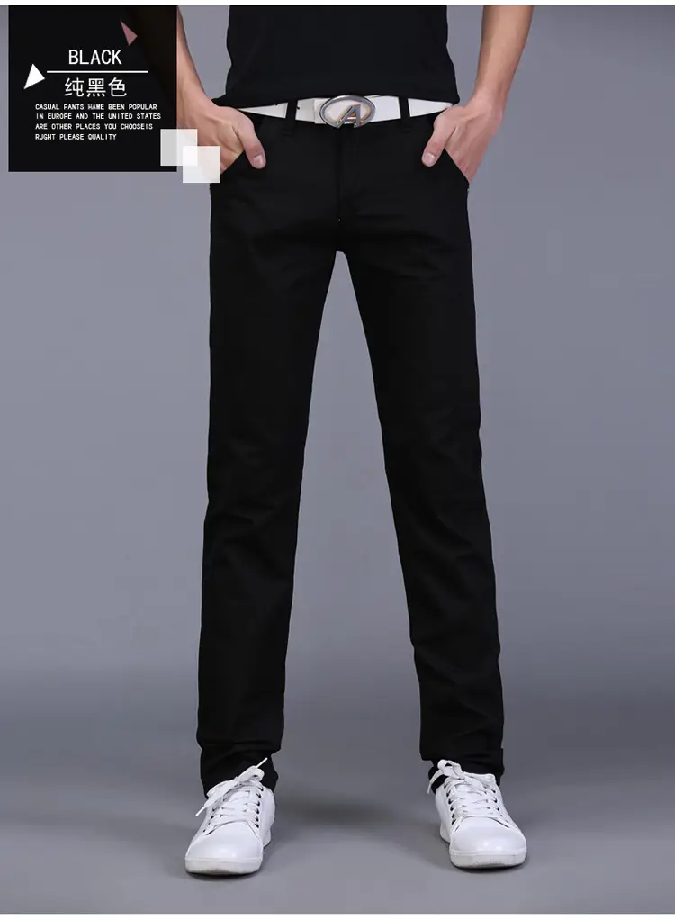 Men Slim Fit Skinny Pants Solid Color Straight Leg — feature 8