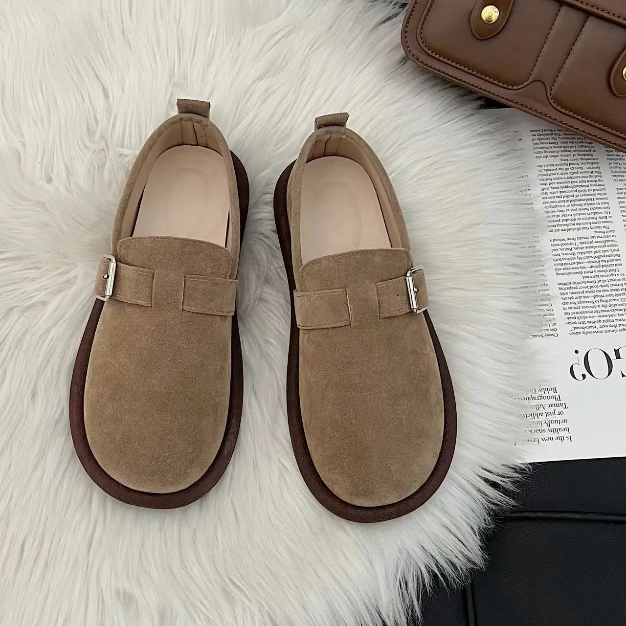 Women Slip-on Sandals Brown Soft Sole 2024