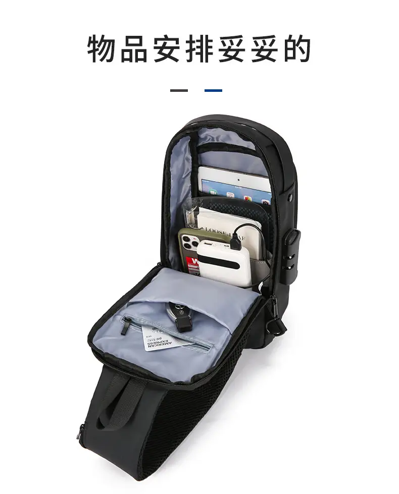 Men's Anti-Theft Crossbody Bag Black Large Capacity — feature 14