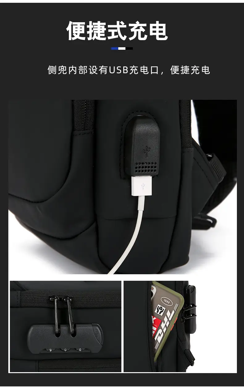 Men's Anti-Theft Crossbody Bag Black Large Capacity — feature 15