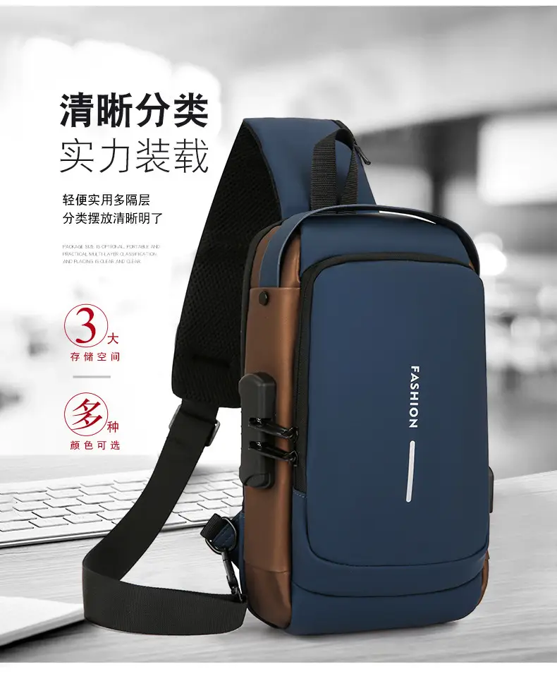 Men's Anti-Theft Crossbody Bag Black Large Capacity — feature 2