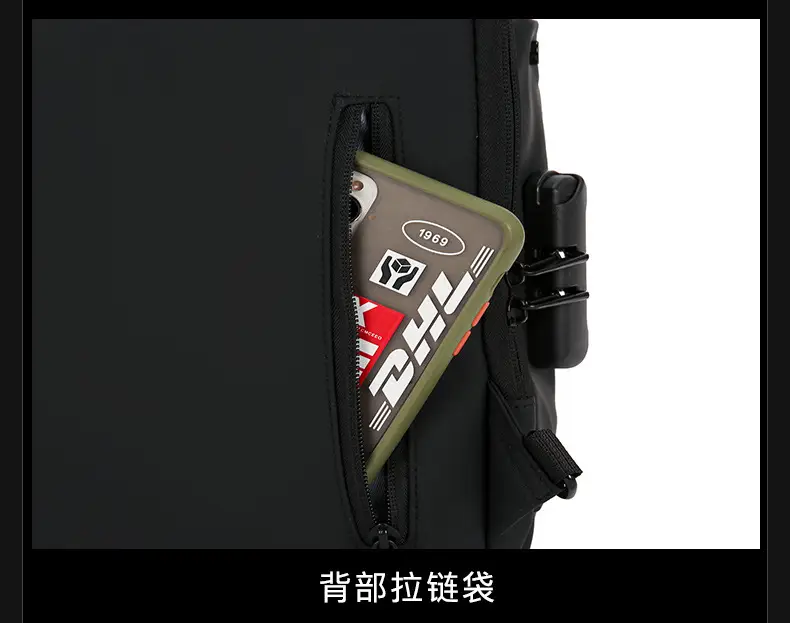 Men's Anti-Theft Crossbody Bag Black Large Capacity — feature 21