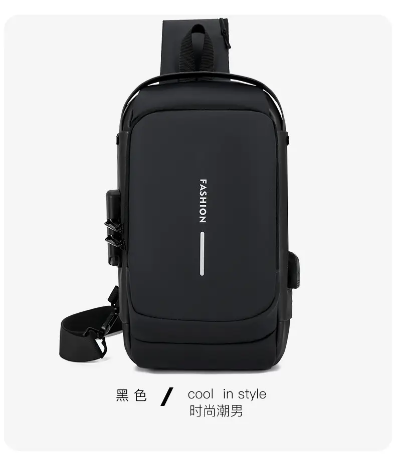 Men's Anti-Theft Crossbody Bag Black Large Capacity — feature 29