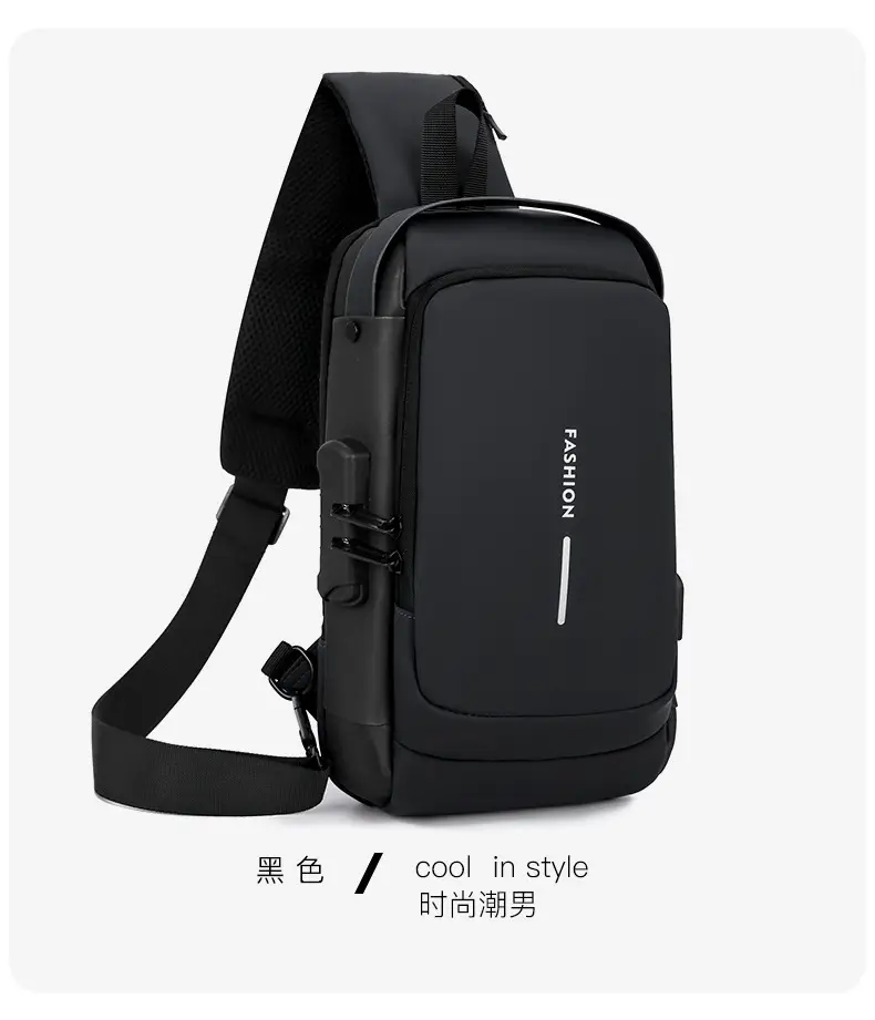 Men's Anti-Theft Crossbody Bag Black Large Capacity — feature 30