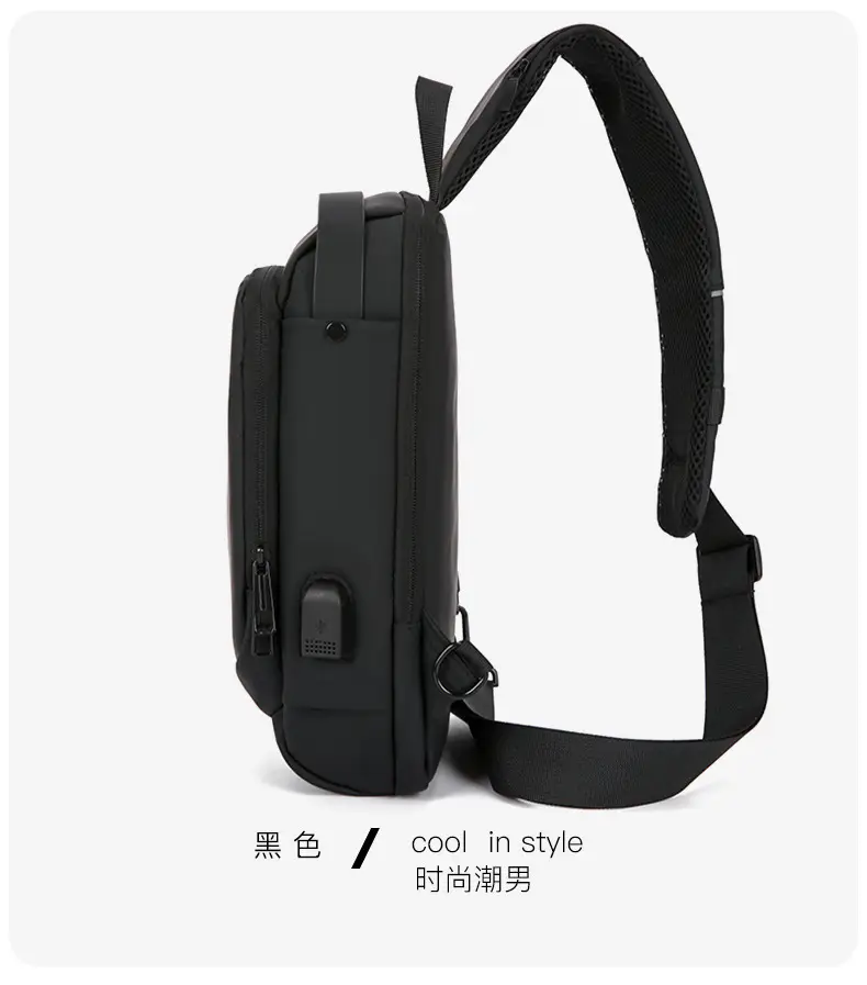 Men's Anti-Theft Crossbody Bag Black Large Capacity — feature 31