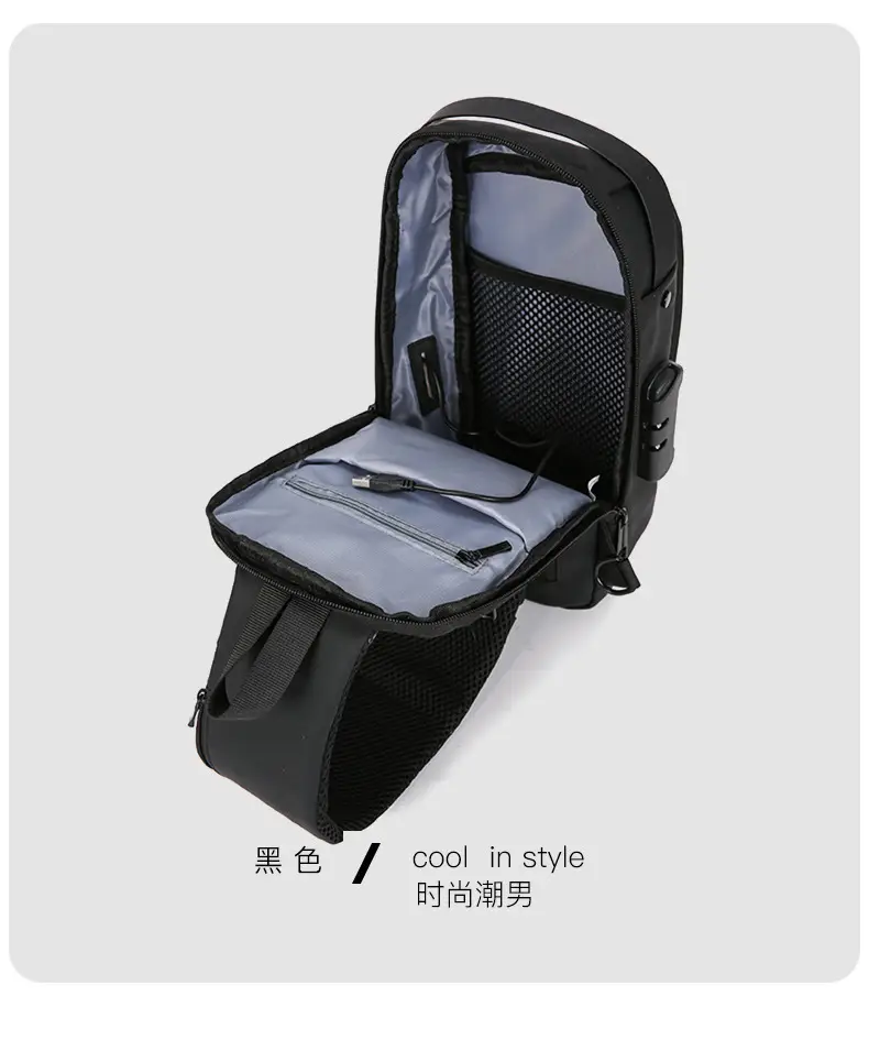 Men's Anti-Theft Crossbody Bag Black Large Capacity — feature 34