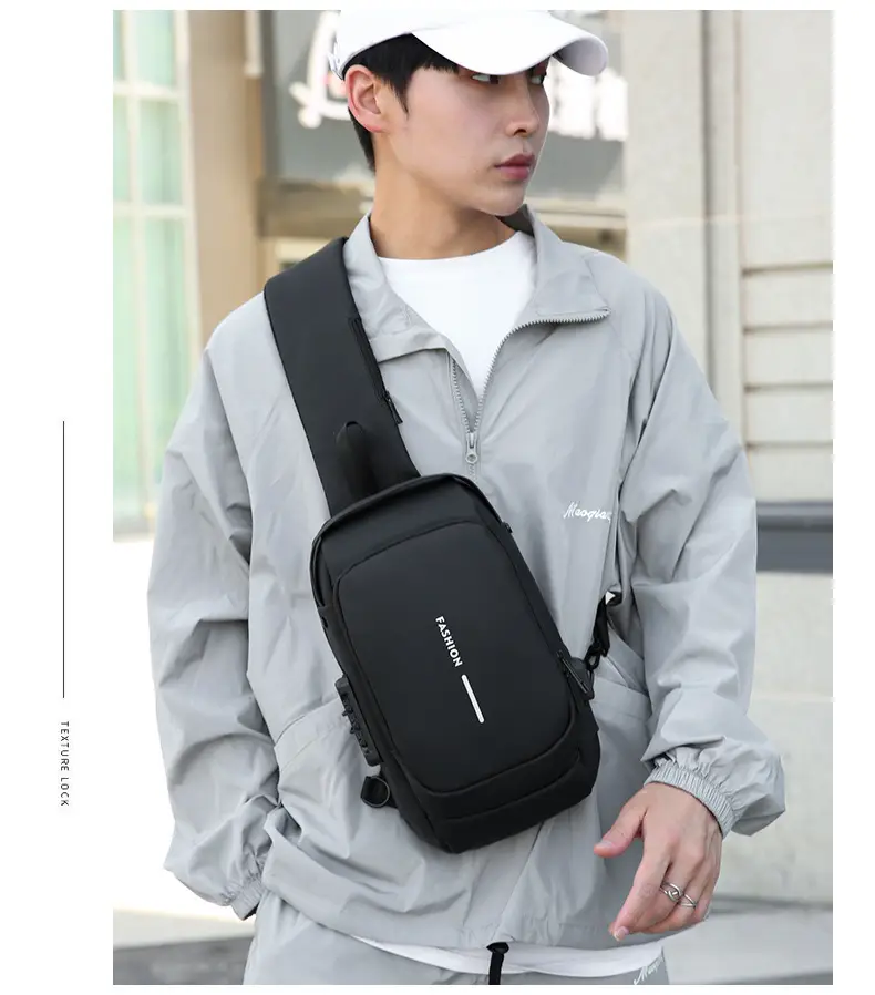 Men's Anti-Theft Crossbody Bag Black Large Capacity — feature 36