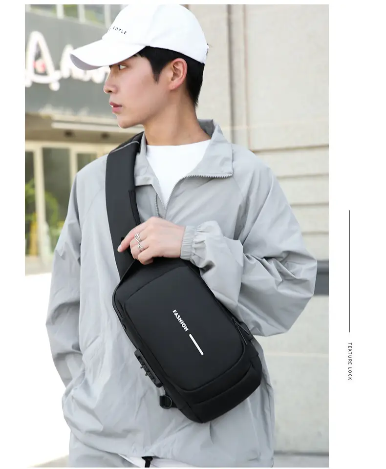 Men's Anti-Theft Crossbody Bag Black Large Capacity — feature 37