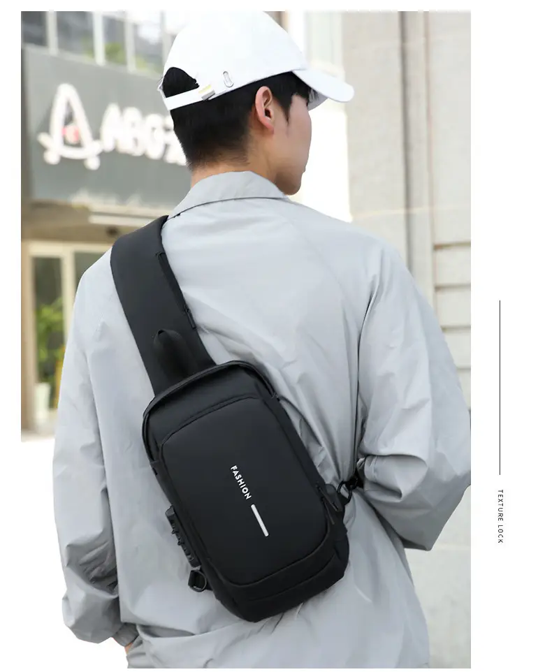 Men's Anti-Theft Crossbody Bag Black Large Capacity — feature 39