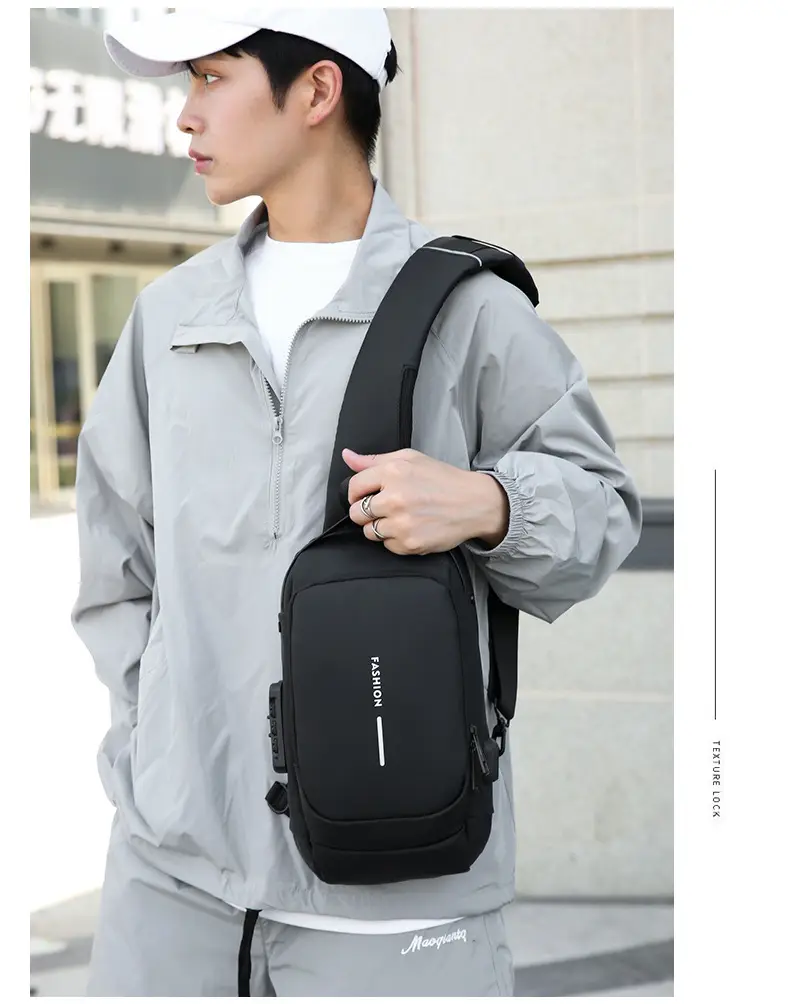 Men's Anti-Theft Crossbody Bag Black Large Capacity — feature 40
