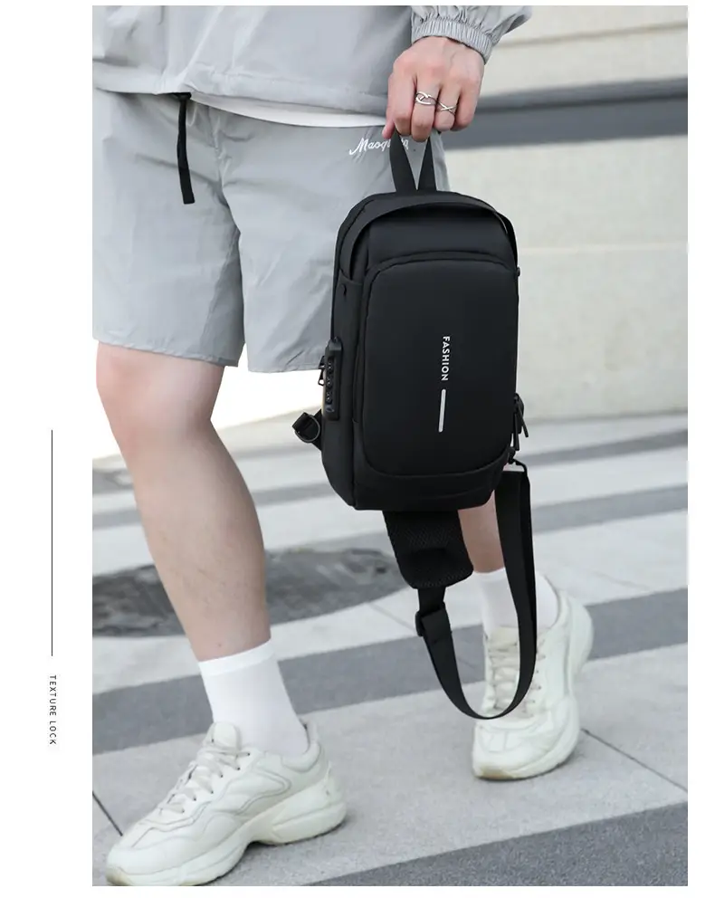 Men's Anti-Theft Crossbody Bag Black Large Capacity — feature 41
