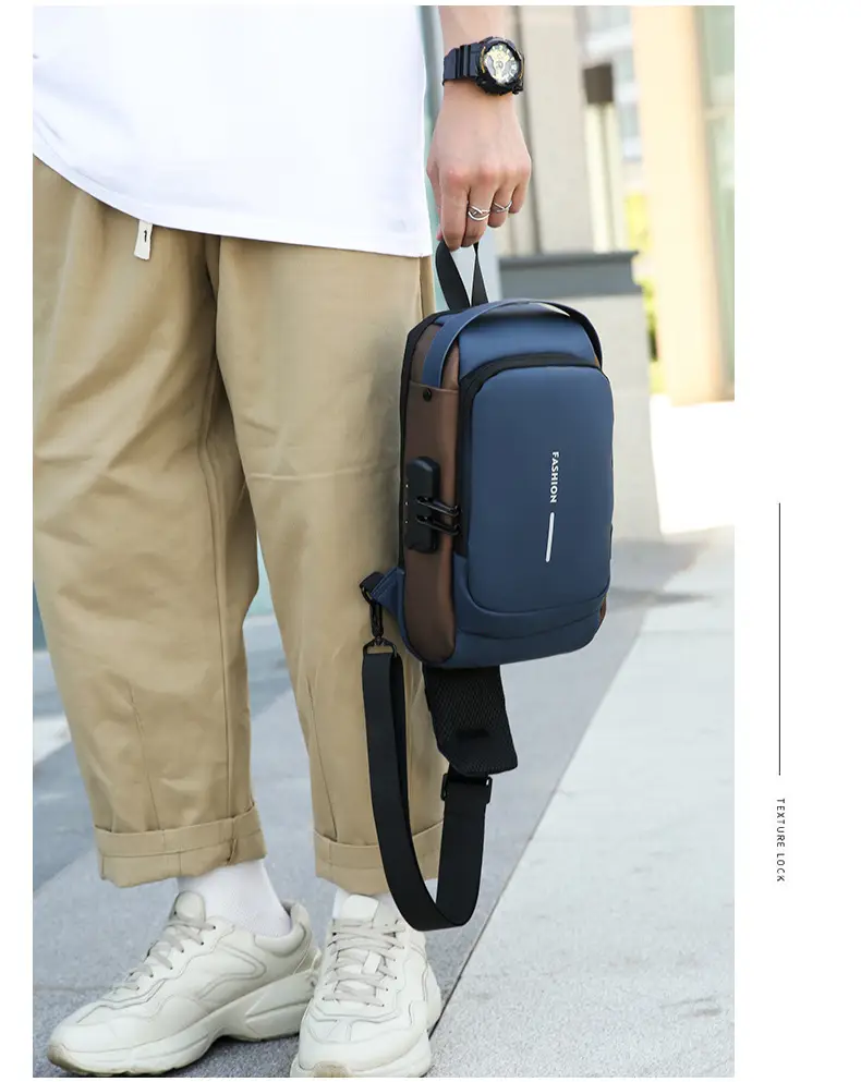 Men's Anti-Theft Crossbody Bag Black Large Capacity — feature 42