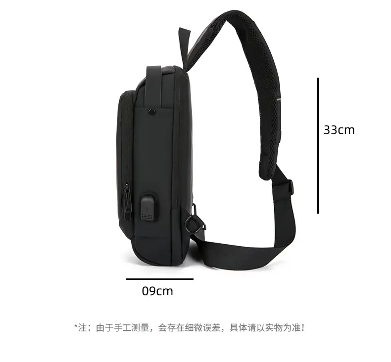 Men's Anti-Theft Crossbody Bag Black Large Capacity — feature 5