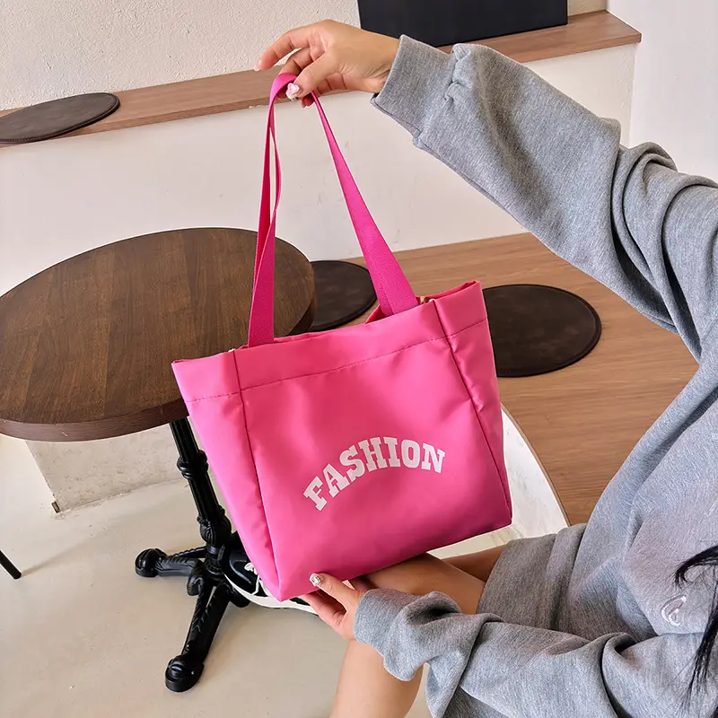 Women Summer Letter Printed Tote Bag White Large Capacity - Image 5